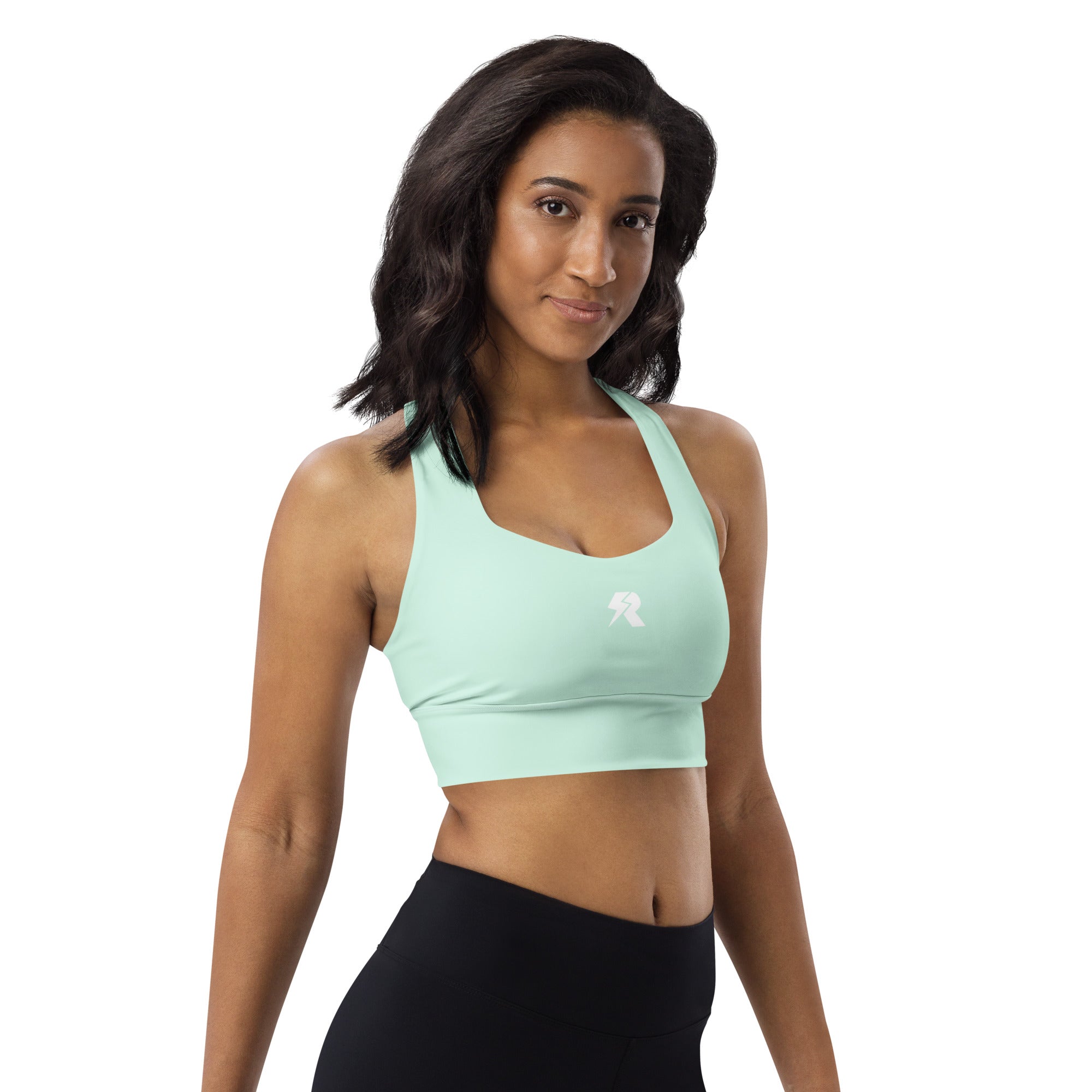 SHE REBEL - Peppermint Green Longline Sports Bra
